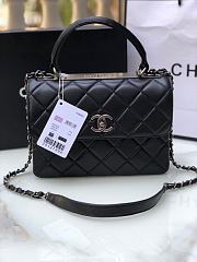 Chanel Flap Bag With Top Handle A92236 Black Silver Hardware Size 17 × 25 × 12 cm - 1