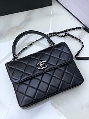 Chanel Flap Bag With Top Handle A92236 Black Silver Hardware Size 17 × 25 × 12 cm - 2