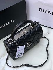Chanel Flap Bag With Top Handle A92236 Black Silver Hardware Size 17 × 25 × 12 cm - 4