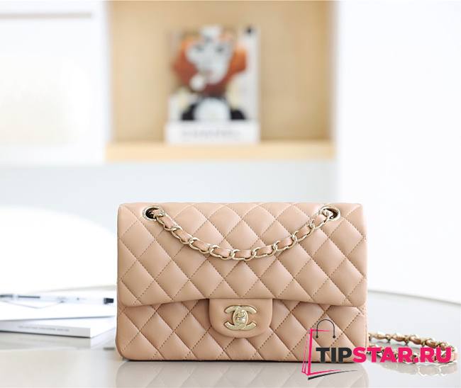 Chanel Small Flap Bag Caramel Beige Lambskin Gold Hardware Size 23.5 cm - 1