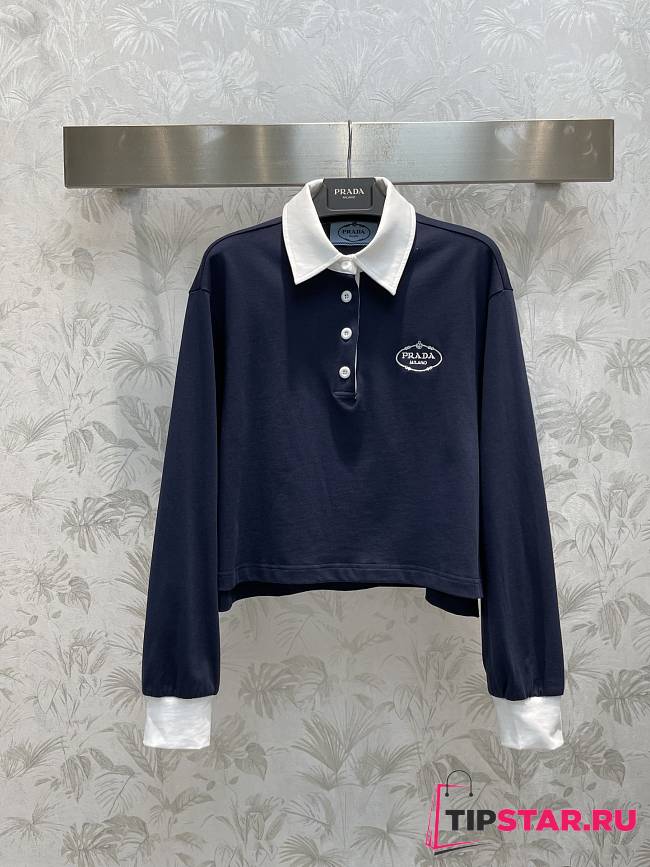 Prada Jersey Polo Shirt Navy - 1