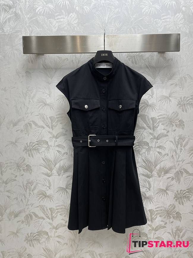 Dior Short Dress Black Cotton Gabardine - 1