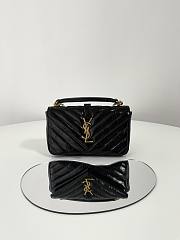 YSL College Mini Chain Bag In Shiny Crackled Leather Black Size 20 X 13 X 3 CM - 1