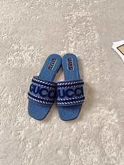 Gucci Women's Slide Sandal With Gucci Script 771589 Blue Denim - 1