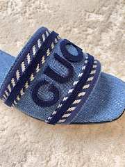 Gucci Women's Slide Sandal With Gucci Script 771589 Blue Denim - 3