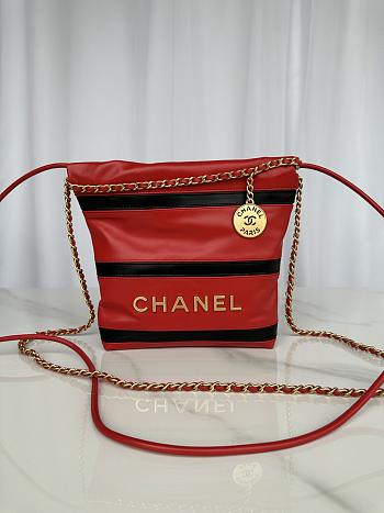 Chanel 22 Mini Handbag Black & Red AS3980 Size 20 × 19 × 6 cm