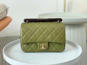 Chanel Small Flap Bag With Top Handle AS4151 Green Size 13.5 × 21 × 6 cm