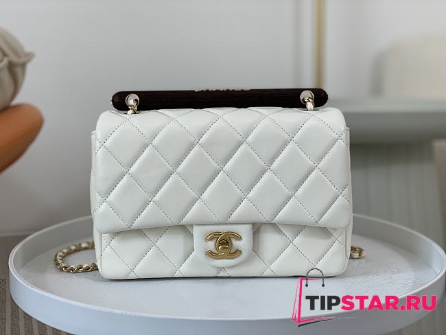 Chanel Small Flap Bag With Top Handle AS4151 White Size 13.5 × 21 × 6 cm - 1