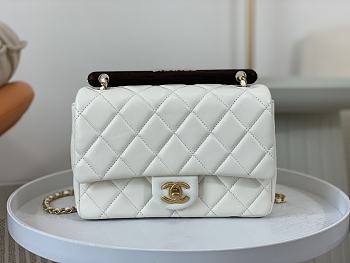 Chanel Small Flap Bag With Top Handle AS4151 White Size 13.5 × 21 × 6 cm