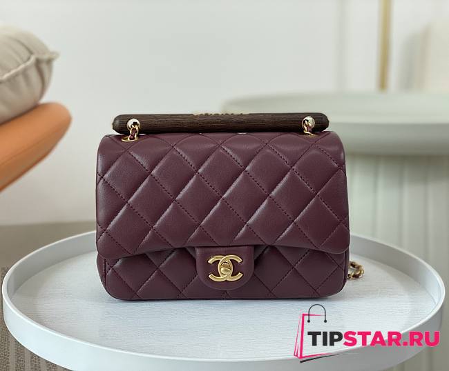 Chanel Small Flap Bag With Top Handle AS4151 Burgundy Size 13.5 × 21 × 6 cm - 1