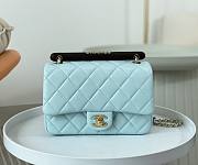 Chanel Small Flap Bag With Top Handle AS4151 Pastel Blue Size 13.5 × 21 × 6 cm - 1