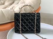 Chanel 24P Top Handle With Pearl WOC Black Lambskin 18x3x14cm - 4