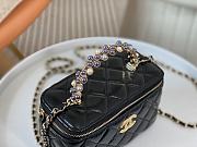 Chanel 24P Vanity With Top Handle With Pearl Black Lambskin 16cm - 2