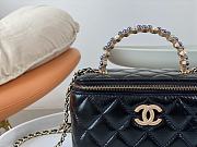 Chanel 24P Vanity With Top Handle With Pearl Black Lambskin 16cm - 6