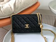 Chanel Wallet on Chain WOC with Heart Pearl Crush Black Caviar 19cm - 5