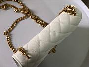 Chanel Wallet on Chain WOC with Heart Pearl Crush White Caviar 19cm - 4