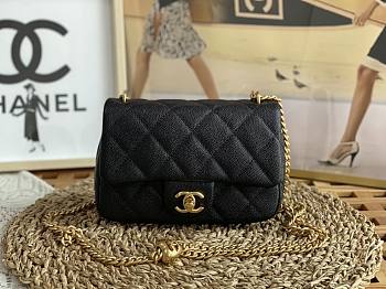 Chanel 23P Flap Bag with Heart Pearl Crush Black Caviar 19cm