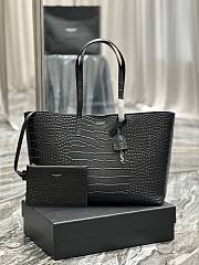 YSL Shopping Saint Laurent E/W In Crocodile Embossed Leather Black Size 37x28x13cm - 1