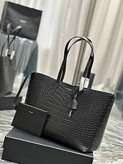 YSL Shopping Saint Laurent E/W In Crocodile Embossed Leather Black Size 37x28x13cm - 5