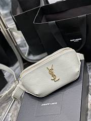 Cassandre Classic Belt Bag In Grain De Poudre Embossed Leather White Size 25x14x3.5cm - 6