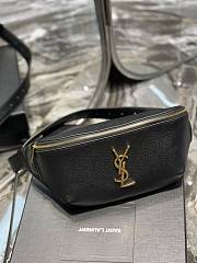 YSL Cassandre Classic Belt Bag In Grain De Poudre Embossed Leather Black Size 25x14x3.5cm - 3