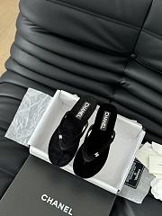Chanel Dad Sandals Velvet Flip Flops Black - 1