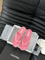 Chanel Dad Sandals Velvet Flip Flops Pink - 1