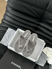 Chanel Dad Sandals Velvet Flip Flops Gray - 1