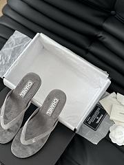 Chanel Dad Sandals Velvet Flip Flops Gray - 6