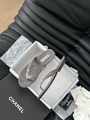 Chanel Dad Sandals Velvet Flip Flops Gray - 4
