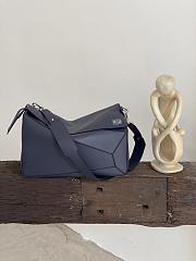 Loewe Large Puzzle Bag In Shiny Calfskin Blue 38x19x23cm - 1