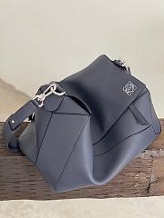 Loewe Large Puzzle Bag In Shiny Calfskin Blue 38x19x23cm - 6