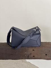 Loewe Large Puzzle Bag In Shiny Calfskin Blue 38x19x23cm - 4