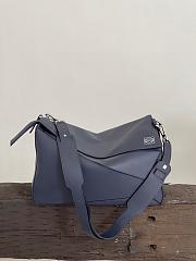 Loewe Large Puzzle Bag In Shiny Calfskin Blue 38x19x23cm - 2