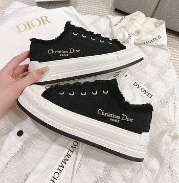 Walk'n'Dior Platform Sneaker Black Fringed Cotton Canvas with Embroideries