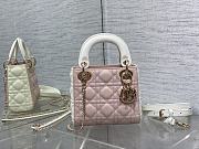 Mini Lady Dior Bag Two-Tone Latte and Powder Pink Cannage Lambskin 17x15x7cm  - 1