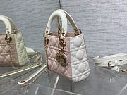 Mini Lady Dior Bag Two-Tone Latte and Powder Pink Cannage Lambskin 17x15x7cm  - 2