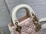 Mini Lady Dior Bag Two-Tone Latte and Powder Pink Cannage Lambskin 17x15x7cm  - 4