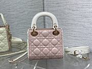Mini Lady Dior Bag Two-Tone Latte and Powder Pink Cannage Lambskin 17x15x7cm  - 3