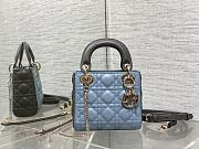 Mini Lady Dior Bag Two-Tone Sky Blue and Steel Gray Cannage Lambski 17x15x7cm  - 1