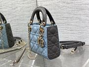 Mini Lady Dior Bag Two-Tone Sky Blue and Steel Gray Cannage Lambski 17x15x7cm  - 2