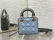 Mini Lady Dior Bag Two-Tone Sky Blue and Steel Gray Cannage Lambski 17x15x7cm  - 3