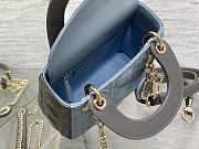 Mini Lady Dior Bag Two-Tone Sky Blue and Steel Gray Cannage Lambski 17x15x7cm  - 6