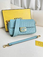 Fendi Baguette Light Blue Nappa Leather Bag 27x15x6cm - 3