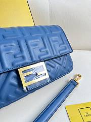 Fendi Baguette Blue Nappa Leather Bag 27x15x6cm - 3