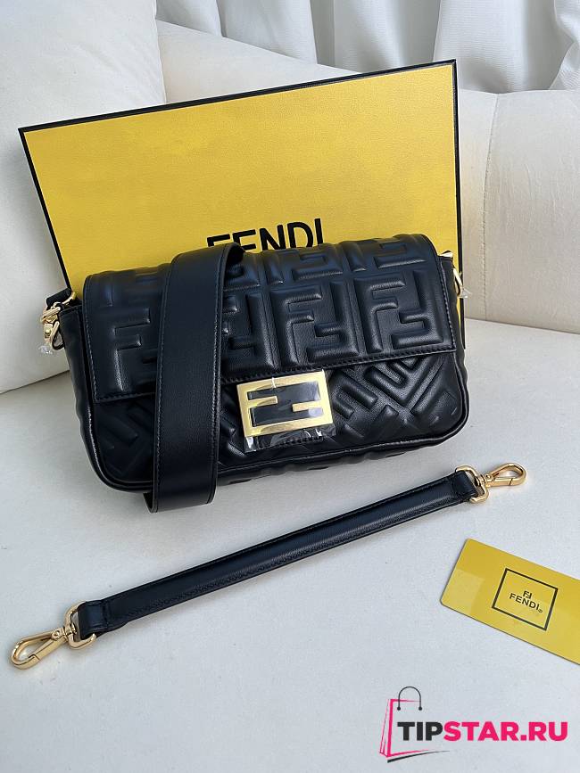 Fendi Baguette Black Nappa Leather Bag 27x15x6cm - 1