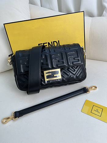 Fendi Baguette Black Nappa Leather Bag 27x15x6cm