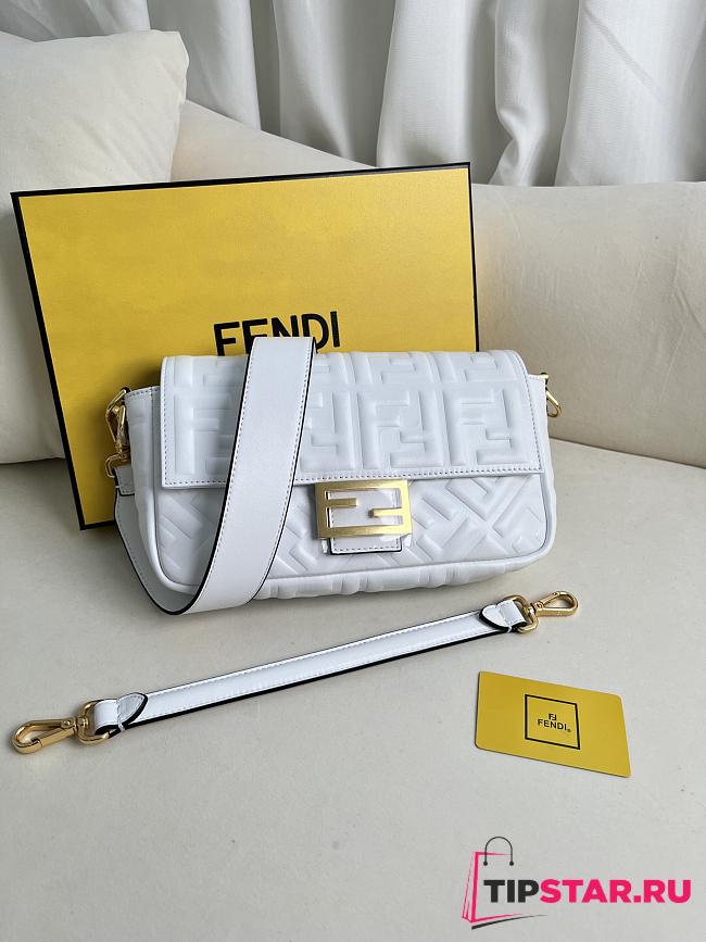 Fendi Baguette White Nappa Leather Bag 27x15x6cm - 1