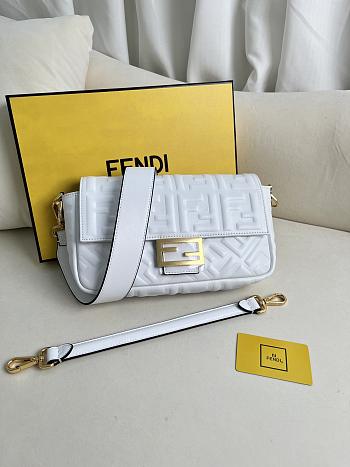 Fendi Baguette White Nappa Leather Bag 27x15x6cm