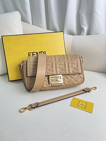 Fendi Baguette Beige Nappa Leather Bag 27x15x6cm
